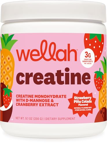 Wellah Creatine for Women (50 Servings, Strawberry Pina Colada) - Creatine Monohydrate with Dandelion & Cranberry Extract