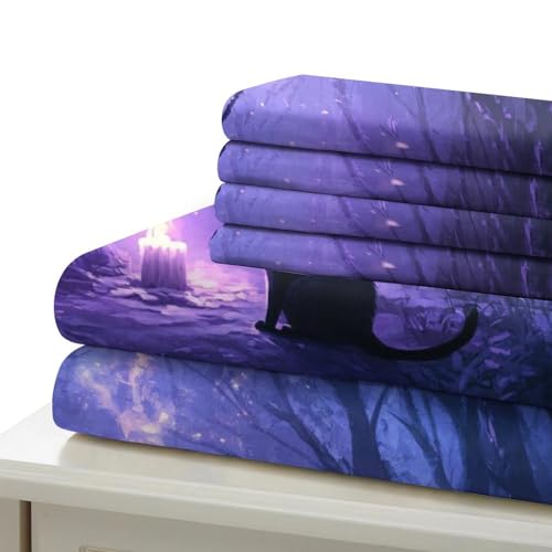 Housse de couette sorcière forêt lit simple 135x200cm microfibre 3D