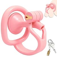 Crysore Peniskäfig Inverted Chastity Cage Sex Spielzeug für die Männer Keuschheitskäfig Herren mit Urinsammler und Kleines Schloss Peniskäfig aus Harz zur Fesselung des Männliche Penis (S,Pink) – Ansicht 2
