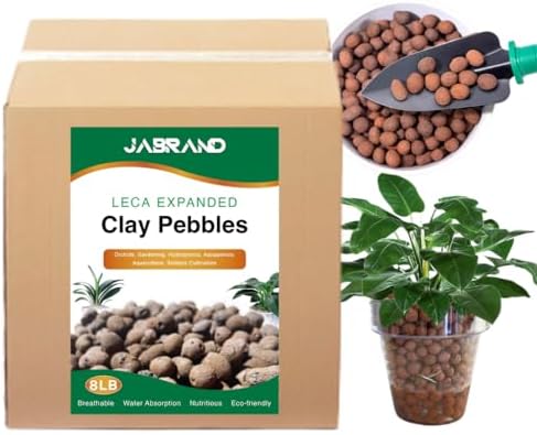 Jabrand Jabrand LECA 8LBS Clay Pebbles, Organic Expanded Clay Pebbles 4mm-16mm Hydroponics Supplies Aquaponics Orchid for Indoor and Outdoor Garden Plants