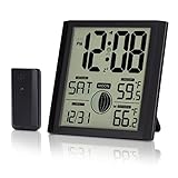 Digital Atomic Wall Clock, Atomic Clocks with Indoor Outdoor Temperature,Battery Operated,Calendar,M