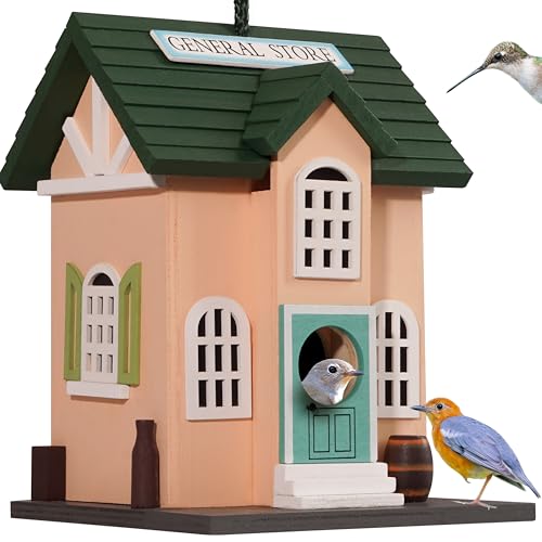 MIXUMON Bird Houses for Outside, Outdoor Bird House for Bird Families Bluebird Sparrow Finch Cardinals Hanging Birdhouse for Garden.