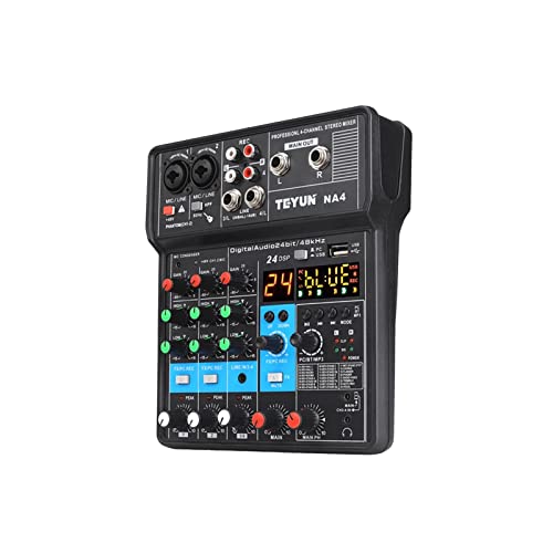 UGPLM Mixer de estúdio compacto de 4 canais 48V Power Microphone Jack, vários grupos de gravação par