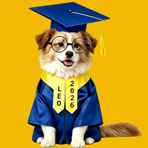 Disfraz de graduación para mascotas 5 piezas, azul marino, talla pequeña