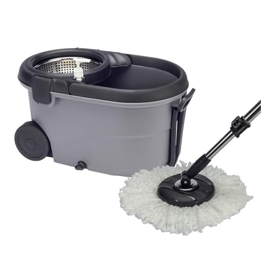 Perfect Pro, Mop Giratório, Move, Mop com Angulação de Aço Inox, Para Qualquer Tipo de Piso, Centrífuga 360 com Cesto em Inox, Não Risca, Nem Solta Fiapos, Cinza