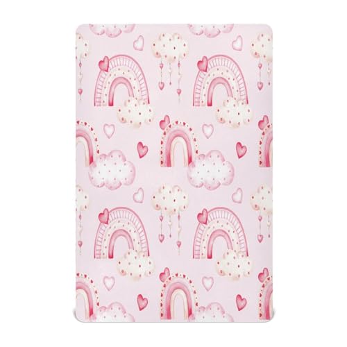 Ttgoth Sábana Bajera Ajustable para Cuna para niños y niñas, sábana de Punto Jersey para Cuna de bebé, día de San Valentín, sábana de Cuna estándar para Cuna y colchón de Cama Infantil, acogedora,