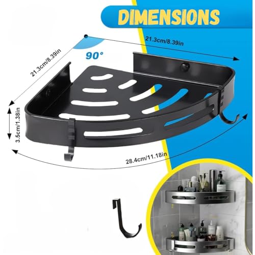 Image of Bathroom Corner Shelves Bathroom Organiser Corner Shelf for Bathroom Wall Self Adhesive Bathroom Shelf Bathroom Corner Stand Corner Rack for Organiser Without Drill(Pack of 1)
