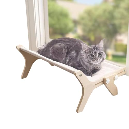 Hamaca de madera para ventana de gato con funda reversible para mascotas 2