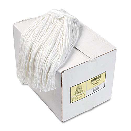 UNISAN 224RCT Premium Cut-End Wet Mop Heads, Rayon, 24oz, White, 12/Carton