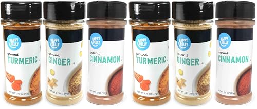 Image of Amazon Brand - Happy Belly Wellness Spices (Cinnamon, Ginger, Turmeric), Set of 3 (Pack of 2)
