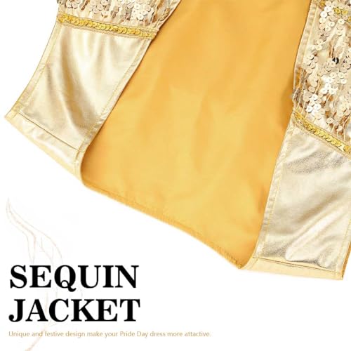 Edary Sequin Fringe Sleeveless Vest Sparkly Tassel Open Front Waistcoat Jackets Night Club Disco Vests Coat for Women (L)2