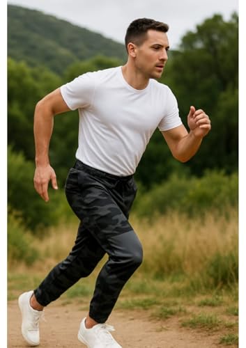 Image of Men's Spandex Polyester Track Pants | Stretchable Dry-Fit Activewear Bottoms for Gym, Running, Training & Sports | Lightweight Elastic Waist Straight Fit Trackpant for Men