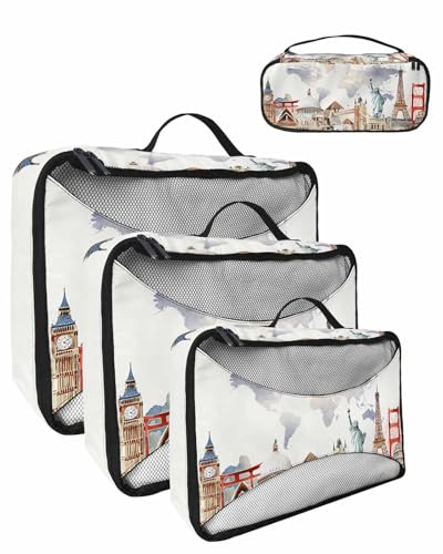 Retro Maps of The World Tourism 4 Set Packing Cubes,