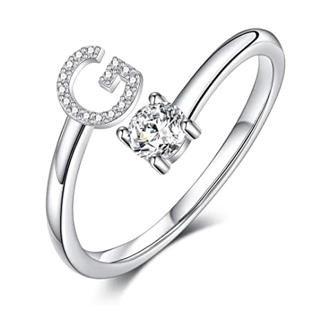 IEFSHINY S925 Sterling Silver Rings for Women, Stackable Rings Initial H Letter Ring Crystal Inlaid Ring Knuckle RingsJewelry Birthday Christmas Valentines Cover