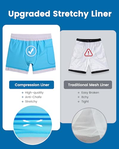 Image of maamgic 5inch Mens Swimming Trunks with Compression Liner 2-in-1 Swim Trunks Stretch Quick Dry Swim Shorts Zipper Pockets
