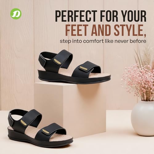 Image of DOCTOR EXTRA SOFT Women's Comfort Sandals with Memory Foam Cushion & TPR Outsole|Stylish & Lightweight Casual & Non-Slip Diabetic | Orthopedic Flip Flops /Slippers Adjustable Strap Ladies & Girls D-619