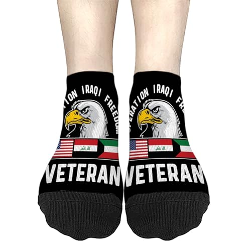Operationn Iraqi Freeddom Veterann Low Cut Socks Veteran Hidden Socks Boy High Ankle Socks Humor Socks