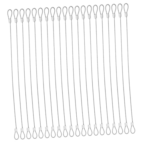 MUCKLILY 20pcs Stainless Steel Wire Rope Loops Safety Cable Steel Cable Security Rope Crimping Loop Sleeve