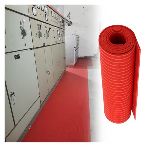 Electrical Rubber Insulating Mat Cuttable, Non-skid Substation Insulation Mat, Anti-electrocution Switchboard Matting, for Workshop/Factory/Distribution Room, Custom Length(11' Length x 3.3' Width x 1