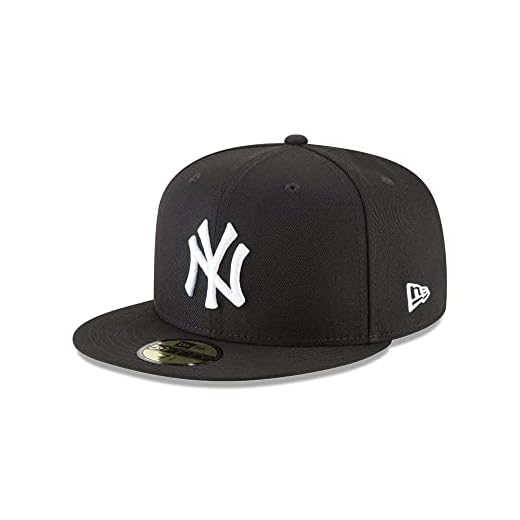 New Era New York Yankees Basic 59Fifty Fitted Cap Hat Black/White 11591127 (Size 7 1/2)