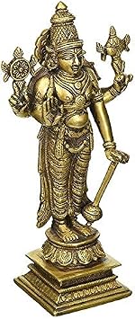 AONA Lord Vishnu The Sustainer of Universe Brass Statue Height 8 Inches