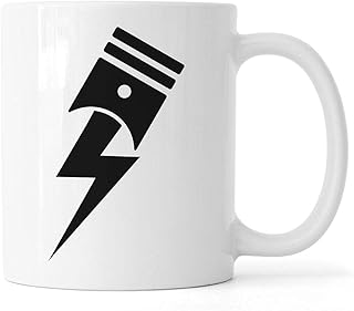 Błyskawica śruba tłoka samochód silnik graficzny ceramiczny kubek do herbaty kawy biały