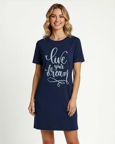 Image of Real Essentials 3 Pack: Women's Short Sleeve Nightgown Dress - Nightshirt Pajama Sleep Shirt Sleepwear (Available in Plus)