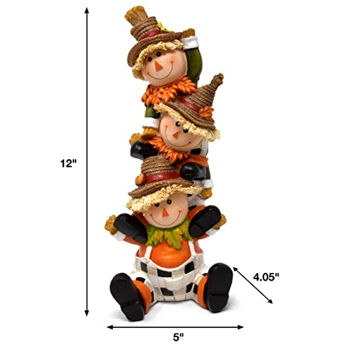Gift Boutique Thanksgiving Decorations Scarecrow Tabletop Decor Fall Figurine Autumn Table Topper Decoration Cute Stacked Smiling Scarecrow Resin Holiday Centerpiece For Home Fireplace Mantle Shelf #TOP1