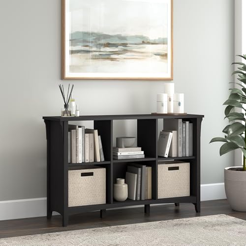 Bush Home Salinas 6 Cube Organizer in Vintage Black, Office Storage Solution, Home Organizer with Open Shelving, Compact Unit for Books a...