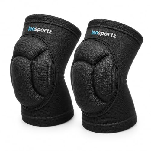 Image of Leosportz Dancing Knee Pads for Men Women - Sponge Protective Thick Anti-Slip Collision Dance Kneeling Kneepads | Ideal for Sports, Workouts, Volleyball, Running (Black, Large)