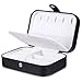 misaya Travel Jewelry Case Box - Women PU Leather 2 Layer Jewelry Organizer Holder for Necklace Earring Rings, Black