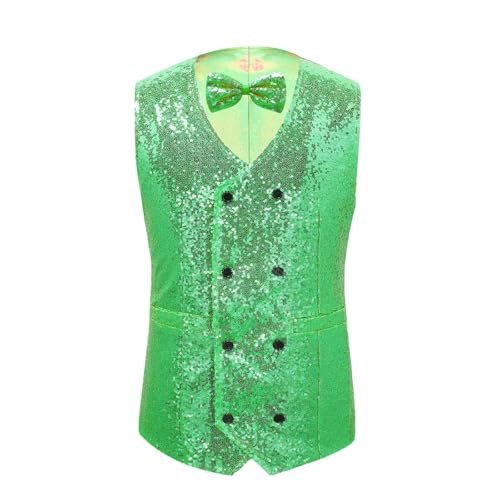 Chaleco de lentejuelas para hombre con diseño ajustado y cuello de pico