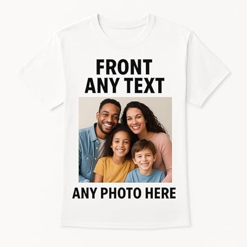 Custom T-Shirt for Women, Men & Kids – Personalised Short Sleeve Cotton Tee with Your Text or Design – Unisex Gift for Boys, Girls & Adults White