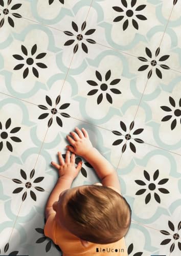 Image of Moroccan Tile Stickers | Waterproof Self Adhesive Peel & Stick Tile Decals for Kitchen Backsplash, Bathroom Wall, Floor, Furniture & Glass (8x8 Inch, Design 16, 36 Pic)