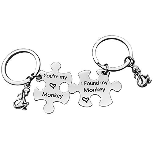 モンキーラバー キーチェーン ギフト カップルへのウェディングギフト You are My Monkey I Found My Monkey キーチェーンセット バレンタインデージュエリー クリスマス 誕生日ギフト ボーイフレンド/ガールフレンド/I Love Youキーリング（Amazon）