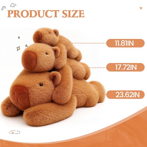 TITQWOP 1.54lb Capybara Plush for Girls Weighted Stuffed Animals for Adults, Capybara Stuffed Animal Kawaii Ultra Soft Adorable Capybara Plush Toy, Huggable Capybara Gift for Kids Boys 17in — view 3