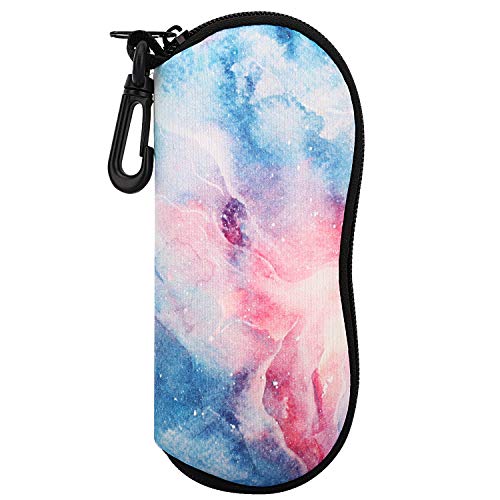 MoKo Sunglasses Soft Case Ultra Light Neoprene Zipper Eyeglass Case with Clip, Dreamy Nebula