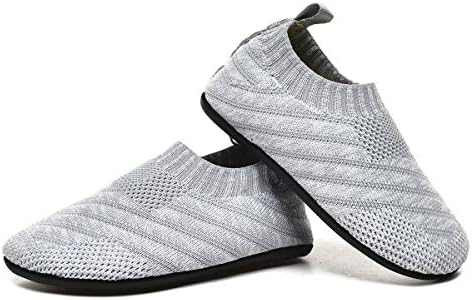 SLEVEL Toddler Kids Lightweight First Walkers Grip House Slippers Rubber Soft Sole Non-Slip Baby Indoor Home Socks Shoes for Boys Girls (SL20001Grey19)