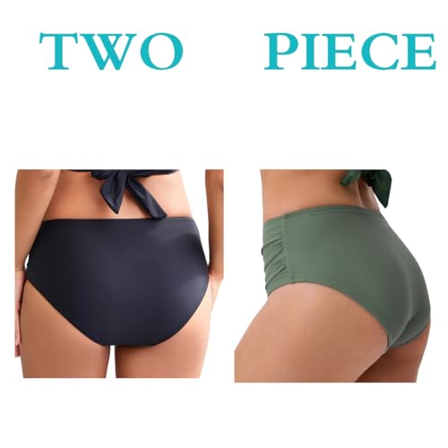 Image of COCOPEAR Full Coverage Bikini Bottoms for Women Mid Rise Bathing Suit Bottoms for Women Ruched Tummy Control Swim Bottoms