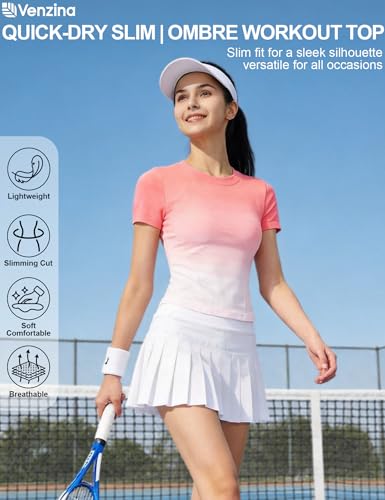 Image of Venzina Women's Gradient Workout T-Shirt with Thumbholes | Quick Dry Full Sleeve Yoga Top I Slim Fit Knit Gym Shirt for Running, Yoga & Casual Commute