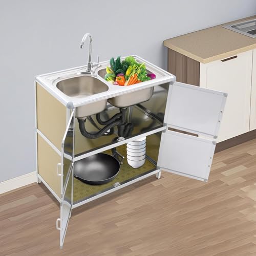 Évier de cuisine utilitaire à double drainage et robinet 360° - 5
