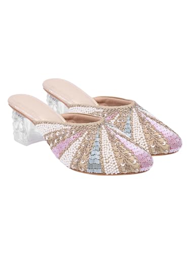 Image of HVNLY Women's Heels | Luxury Party High Heel Sandals | Stylish Block Heels for Wedding & Evening Footwear