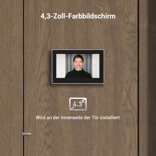 EZVIZ CP2 WLAN Türspion mit 4,3-Zoll-Farbbildschirm, 2MP kabellose Video Türklingel Kamera mit 146° Weitwinkel und 2200mAh Akku, 2,4GHz, Kein Bewegungsmelder, wetterfest (Silber)