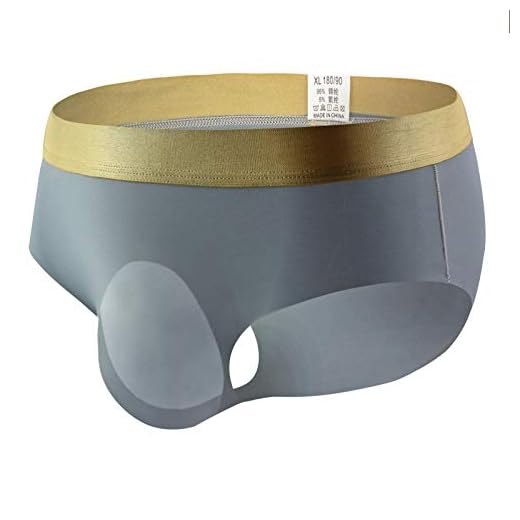 WXZZ Herr Ice Silk underkläder, ultra-silky kalsonger sömlösa trosor hög stretch låg midja antibakteriell string briefs bikini trosor män underkläder tanga G-string pouch shorts enfärgad, GRÅ, XL