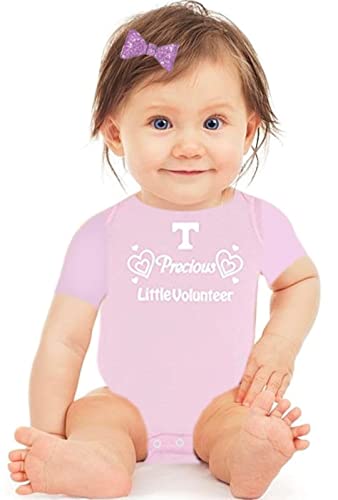Image of Two Feet Ahead Pink Precious Fan Short Sleeves Baby Bodysuit Creeper Baby Girl Clothes for Newborn Infants (Tennessee Volunteers 6 Months)