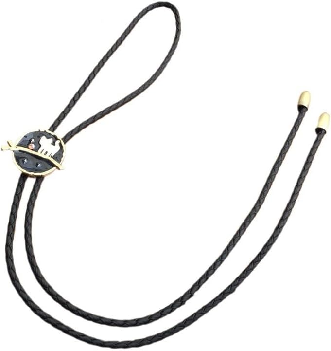 Western Bolo Tie for Lovers, Pendant, Adjustable Leather Rope Cowboy Rodeo Necktie for Men Women