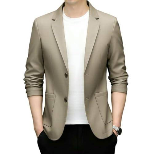 Veste pour homme en cuir synthétique d'automne col à revers chic
