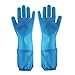 Magiczne rękawice czyszczące gumowe rękawiczki do mycia naczyń wielokrotnego użytku silikonowe rękawiczki szczotkowe odporne na ciepło bardzo długie rękawy czyszczenie rękawice do szorowania wodoodporne rękawiczki do kuchni, łazienki, 1 para niebieskie