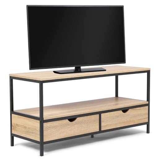 IDMarket - Meuble TV 113 cm Detroit 2 tiroirs Design Industriel