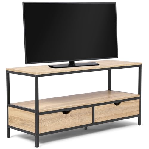 IDMarket - Meuble TV 113 cm Detroit 2 tiroirs Design Industriel